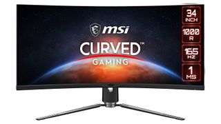 MSI MPG Artymis 343CQR ultrawide monitor on a white background