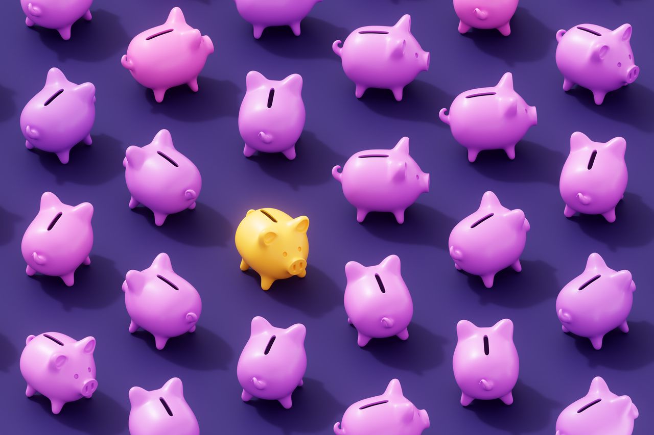 3D abstract background of piggy bank