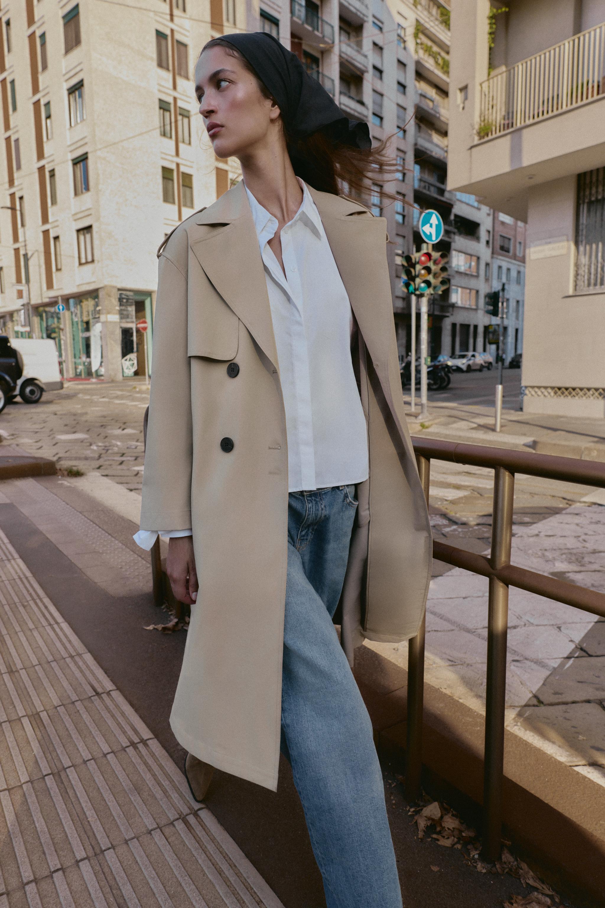 Windproof Water Repellent Long Trench Coat With Belt