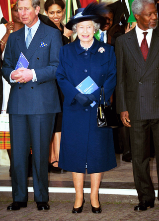 Queen Elizabeth II (R), accompanied by Prince Charles, attended a Commonwealth Day 2000 Service at Westminster Abbey