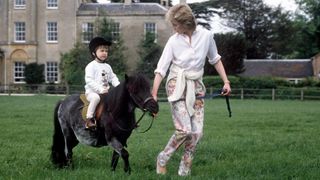 Prince William On His Pony At Highgrove With Princess Diana