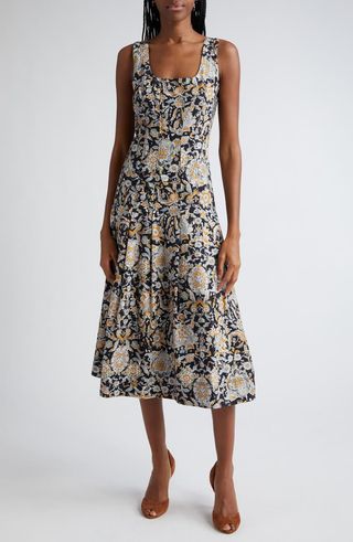 Jolie Print Sleeveless Midi Dress
