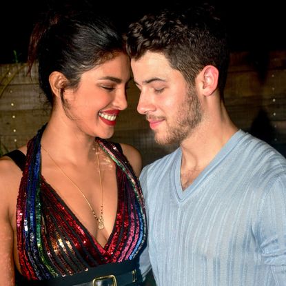 Indian actress Priyanka Chopra, L, with her husband US