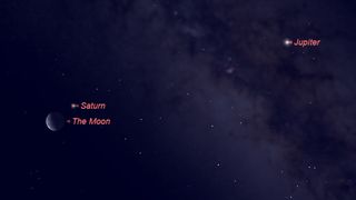 Saturn will be in conjunction with the moon on March 29 at 1 a.m. EDT (0500 GMT). 