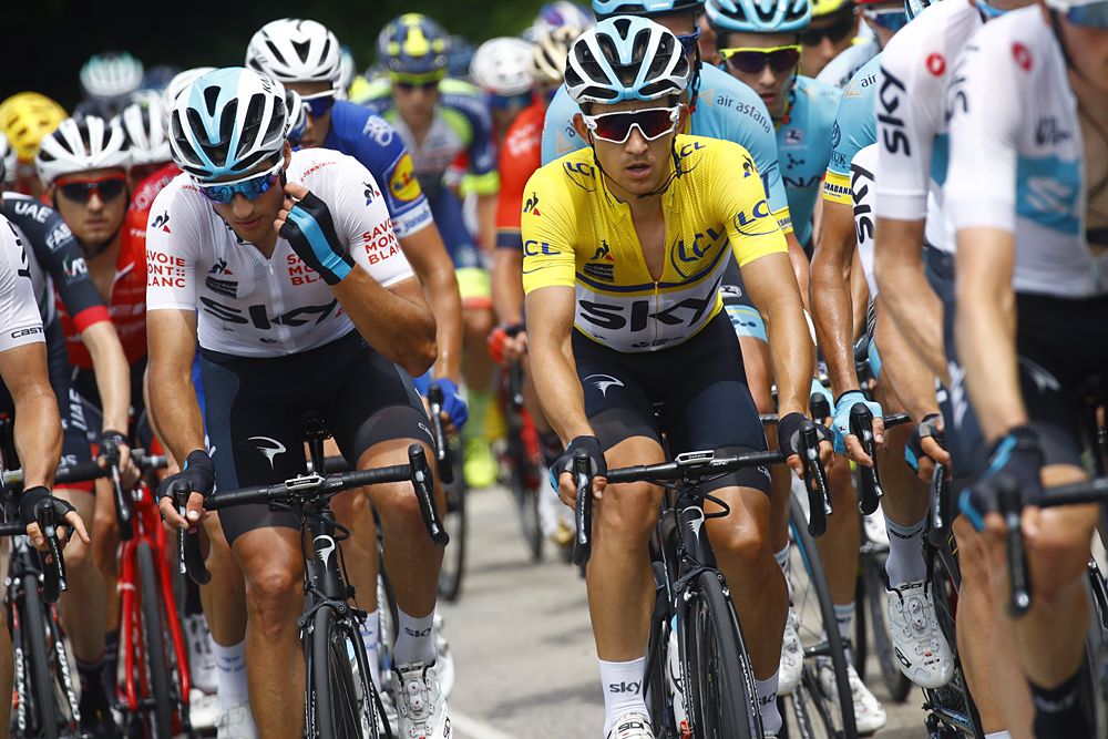 Overall leader Michal Kwiatkowski (Team Sky) at stage 4 of the Criterium du Dauphine