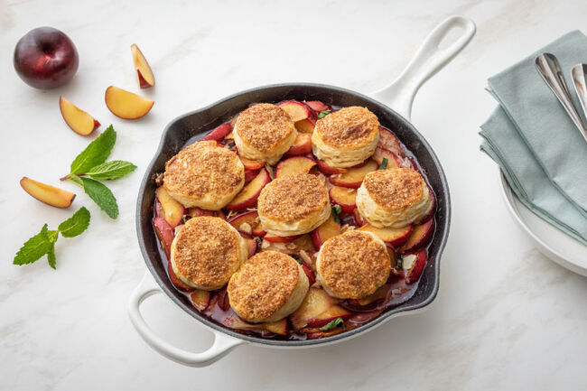 Le Creuset Snickerdoodle Biscuit Plum Cobbler