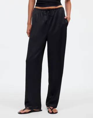 Madewell, Pintucked Slim Pull-On Pants in Satin