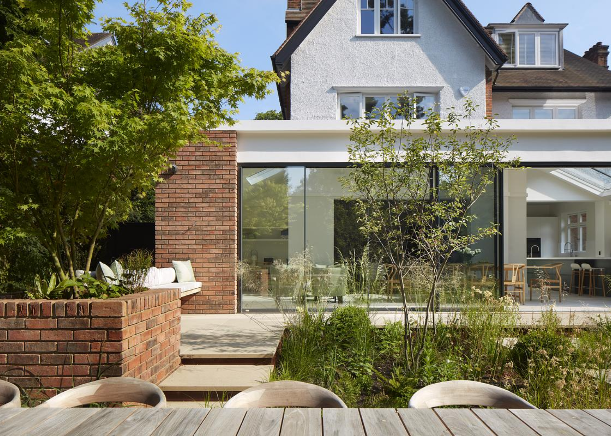 A modern Edwardian London house with a glass extension