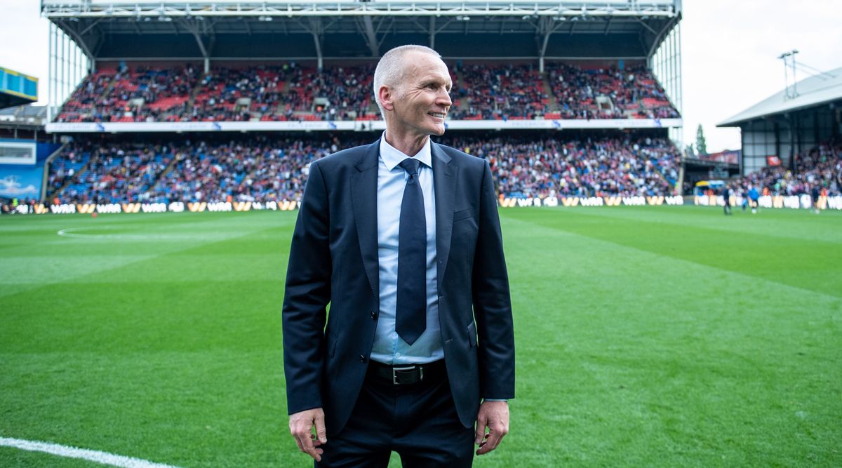 LONDON, ENGLAND - MAY 07: MBE Geoff Thomas at the Premier League match between Crystal Palace and Watford at Selhurst Park on May 7, 2022 in London, United Kingdom. (Photo by Sebastian Frej/MB Media/Getty Images)