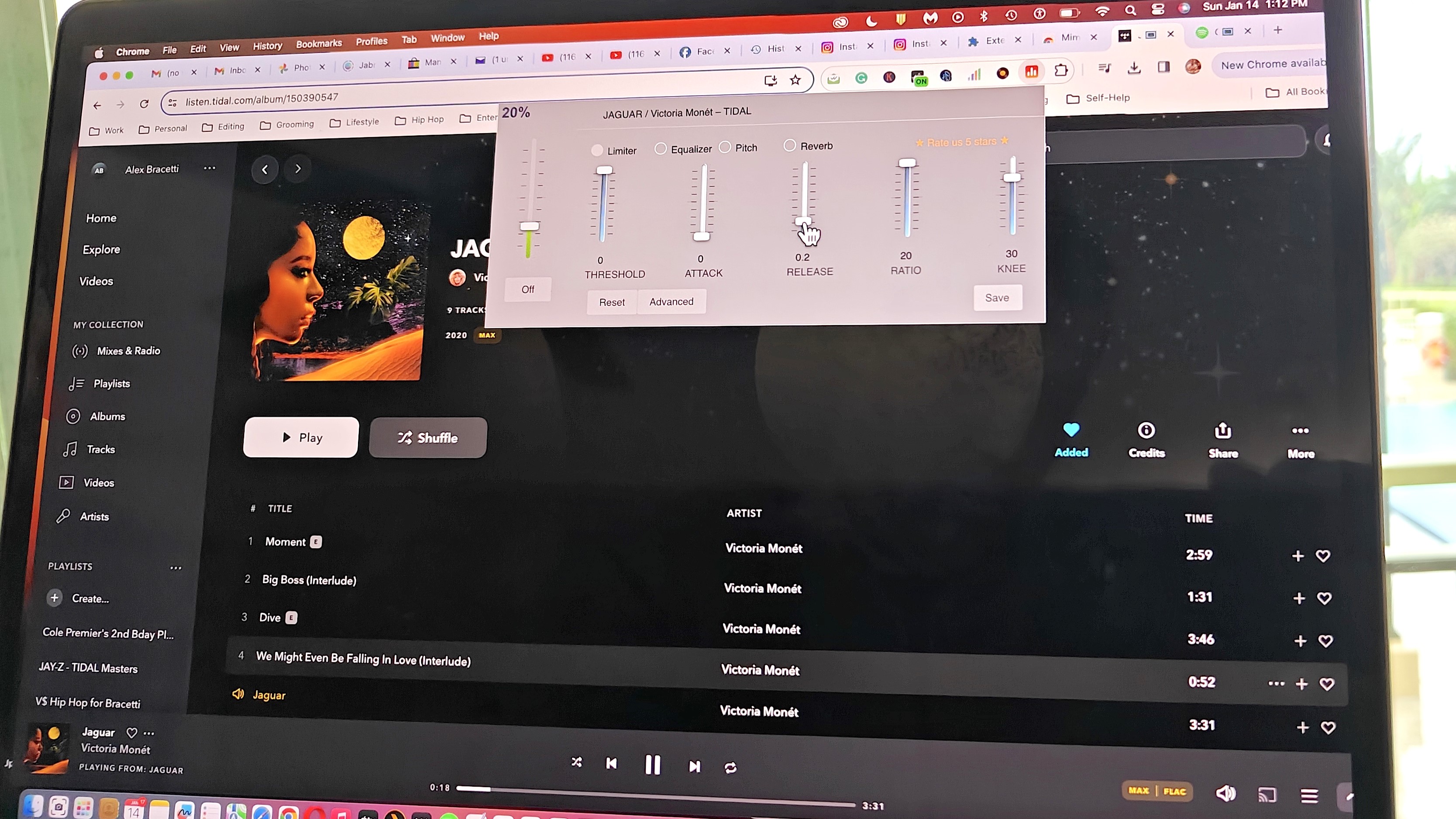 Google Chrome audio extensions feature showing BassMaster EQ