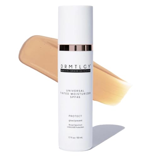 Drmtlgy Universal Tinted Moisturizer Spf 46 &amp;ndash; Hydrating Dewy Tinted Sunscreen for Face With Zinc Oxide &amp;amp; Octinoxate &amp;ndash; Niacinamide &amp;amp; Hyaluronic Acid &amp;ndash; Broad Spectrum Lightweight Daily Spf, 1.7 Oz