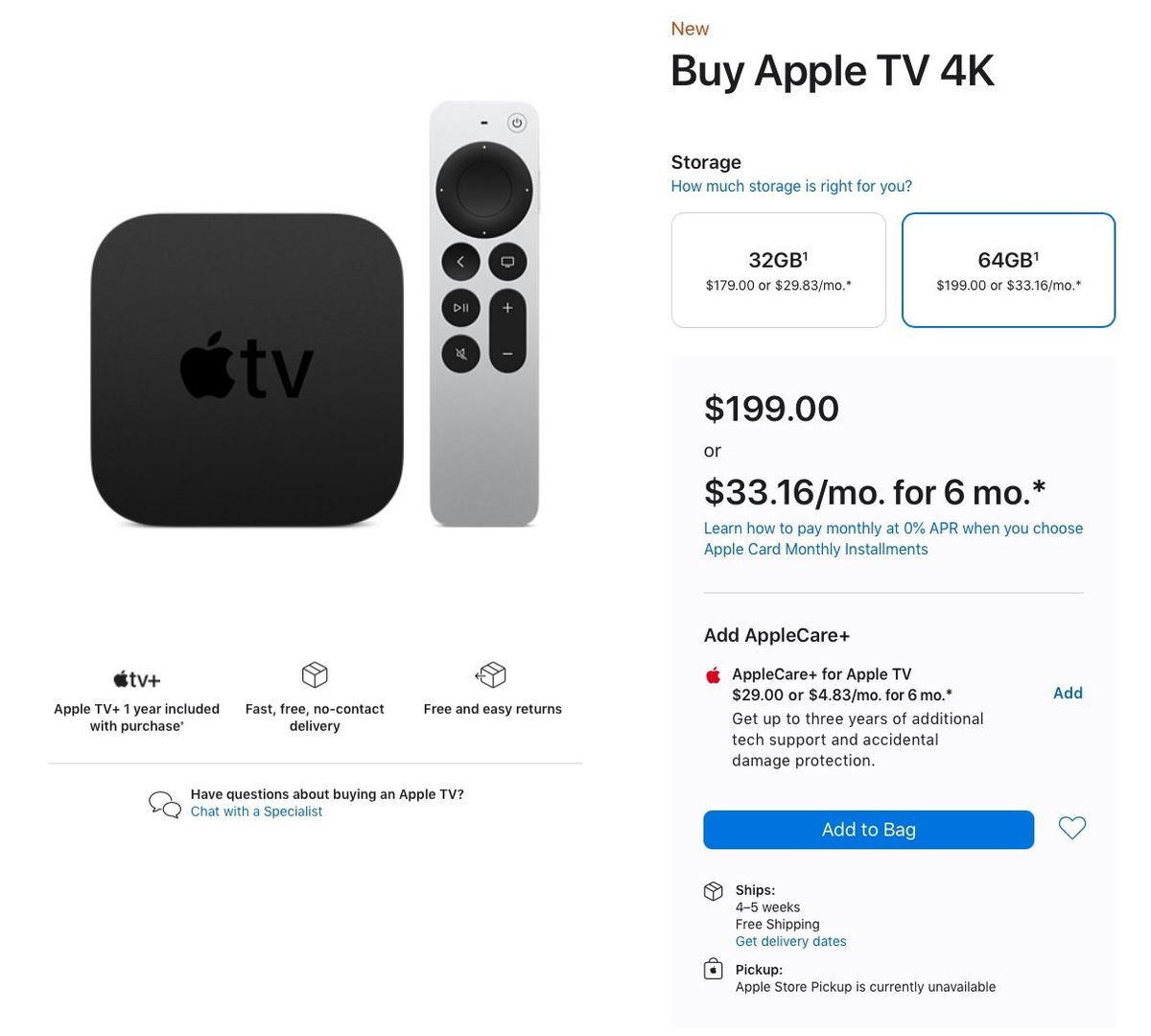 Order an Apple TV 4K today and you'll wait 5 weeks for it to arrive | iMore