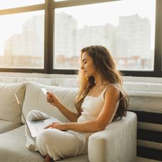 woman shopping on amazon for curling irons