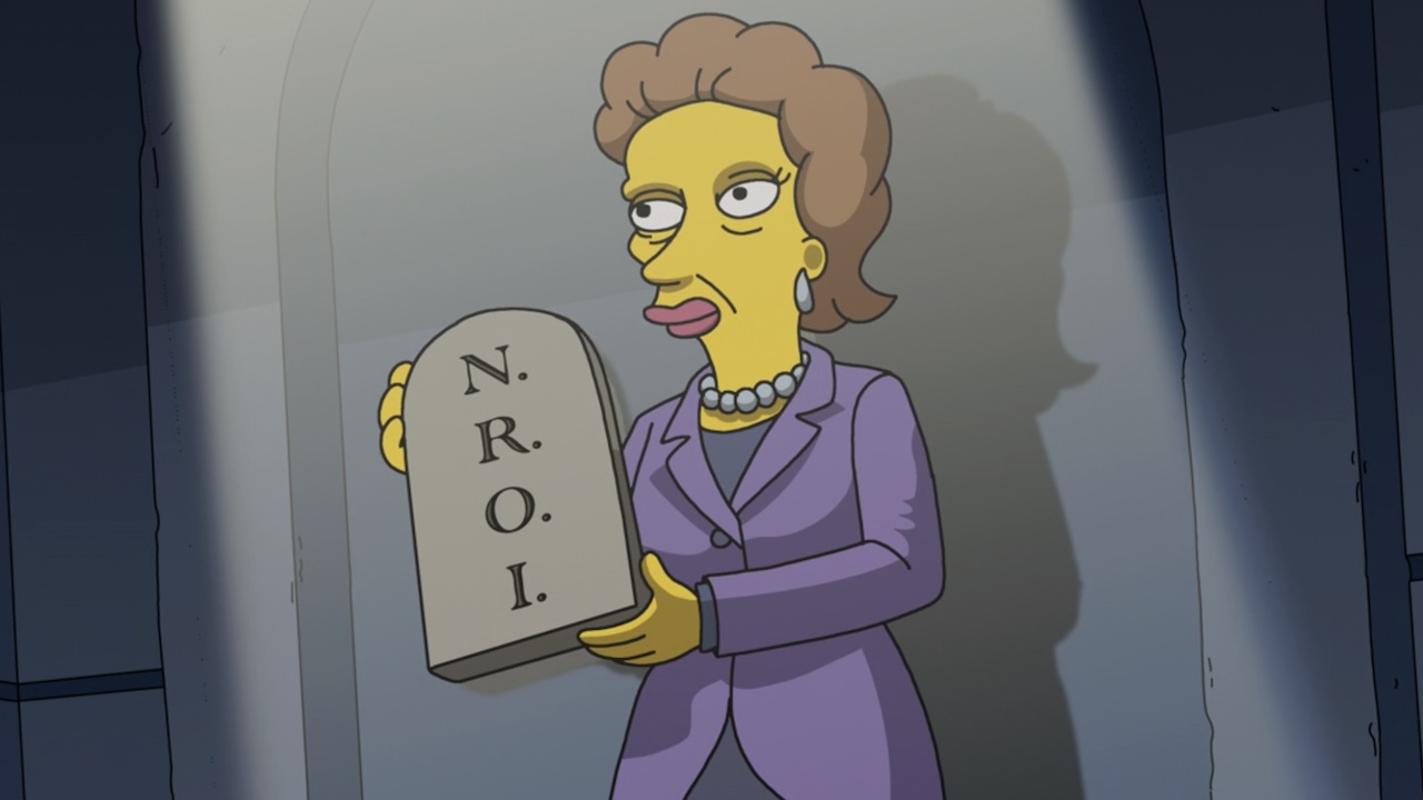 N.R.O.I. statue in The Simpsons "Seperance" Severance episode