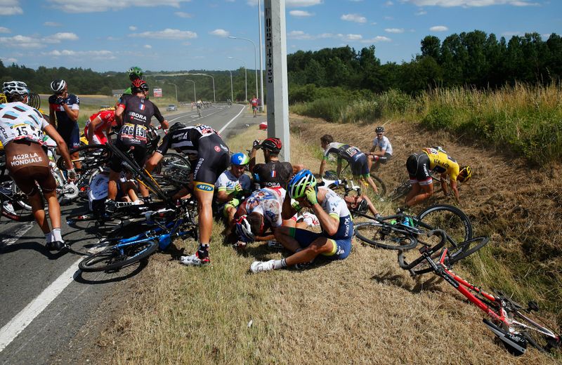 Rider asses the damage