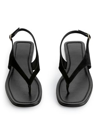 Suede Thong Sandals - Black - Arket Gb