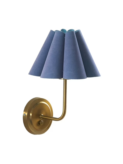 Blue Velvet Pleated Wall Sconce