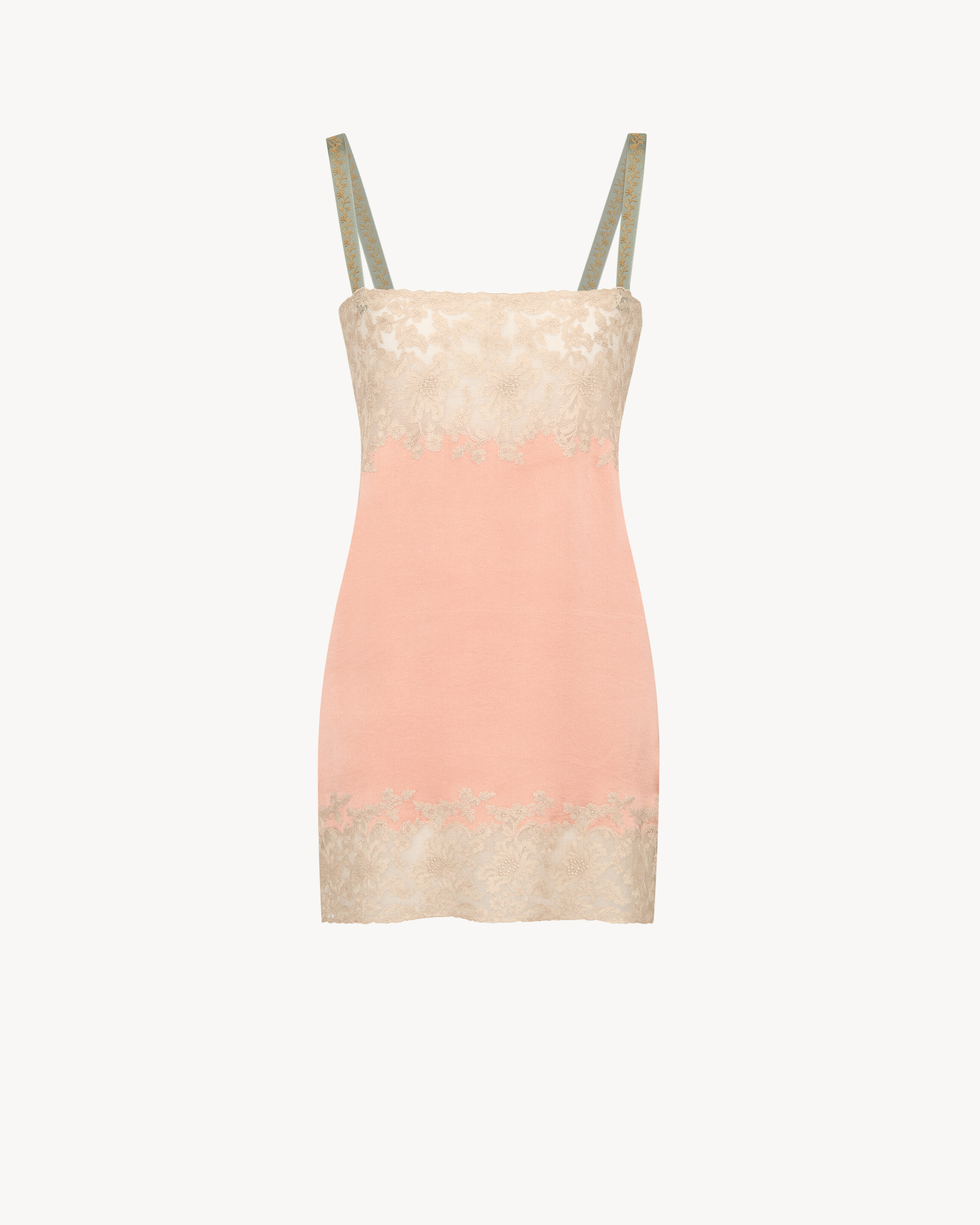 Laced Slip Dress in Silk Satin