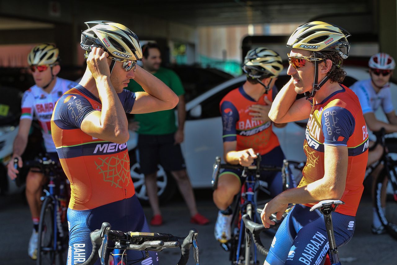 Bahrain-Merida gearing up for a training ride in San Juan.