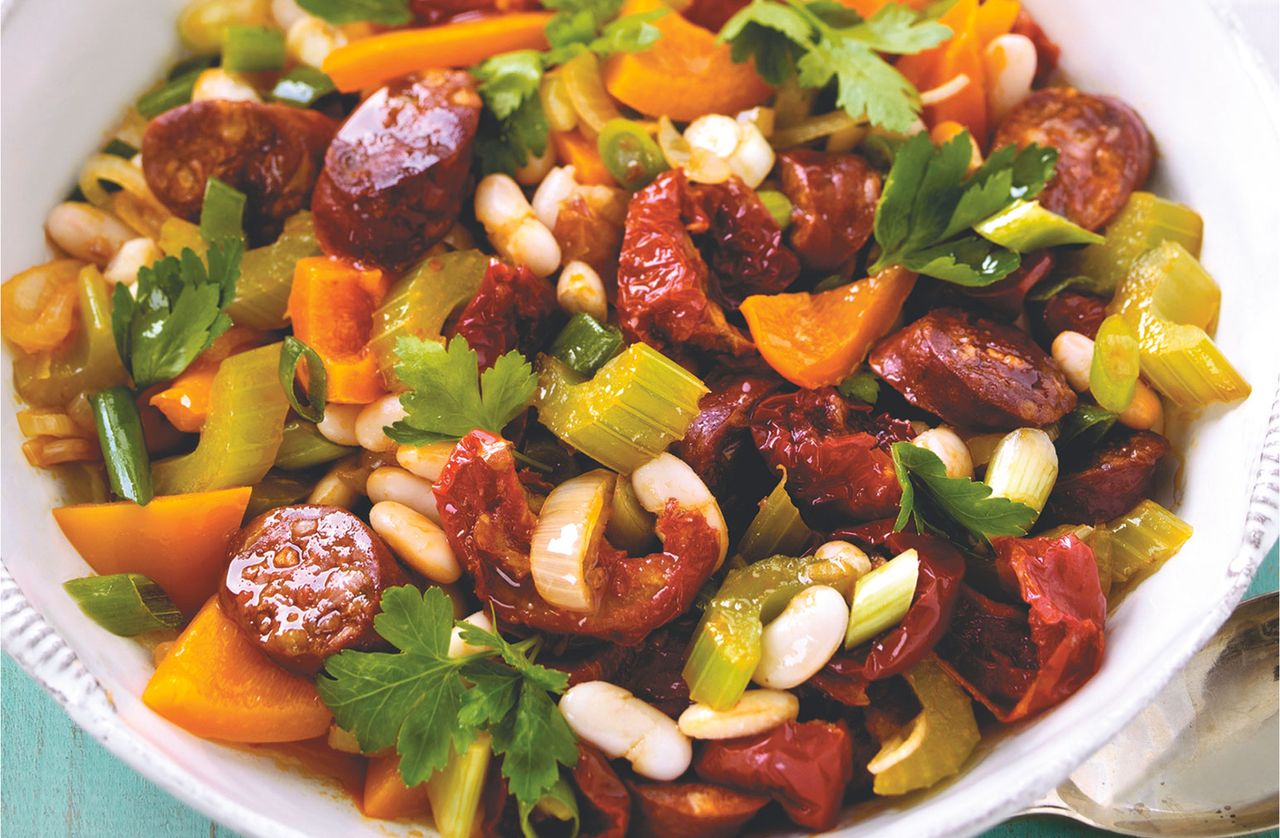 Chorizo and bean salad