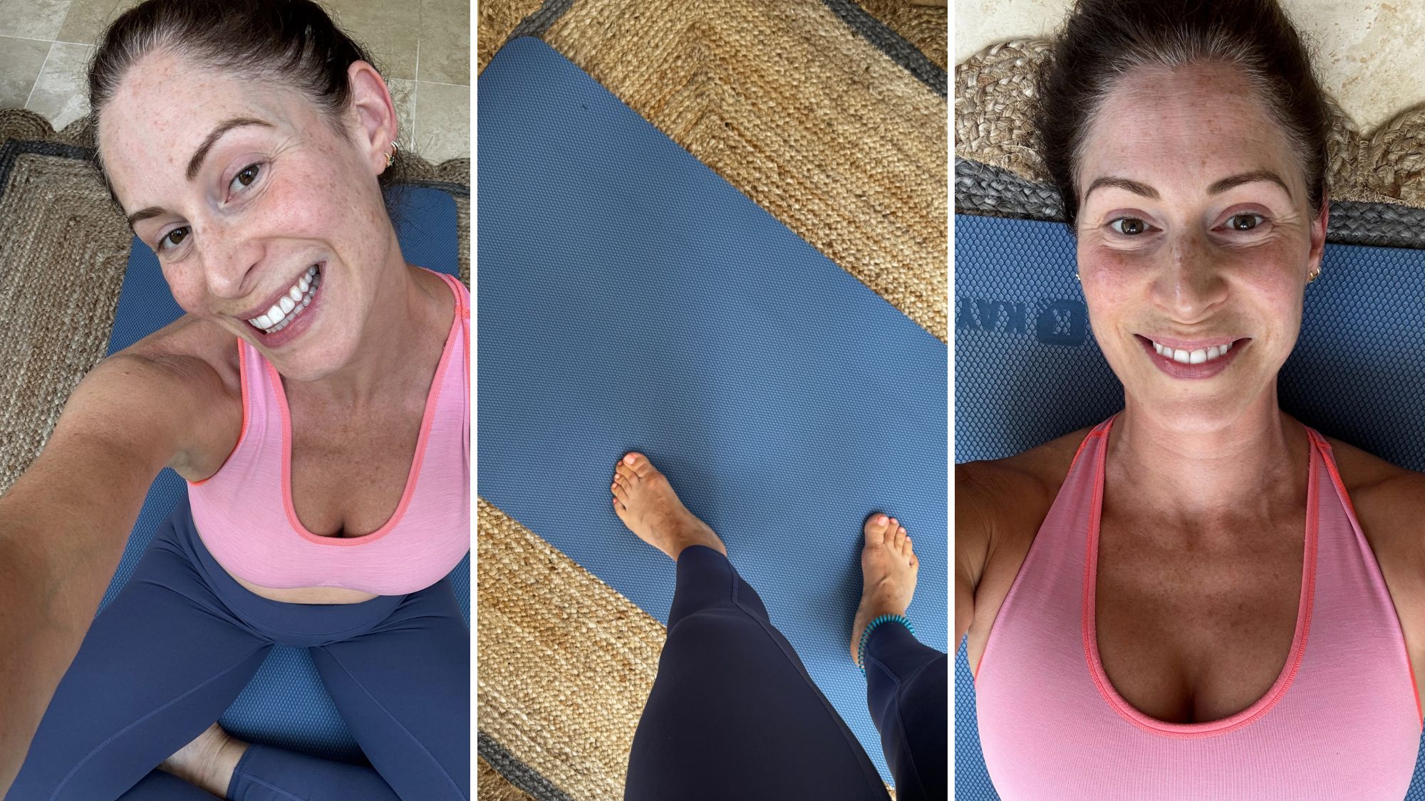 Health writer Anna Bartter trying the 5-5-5-30 morning routine, at home in her workout clothes