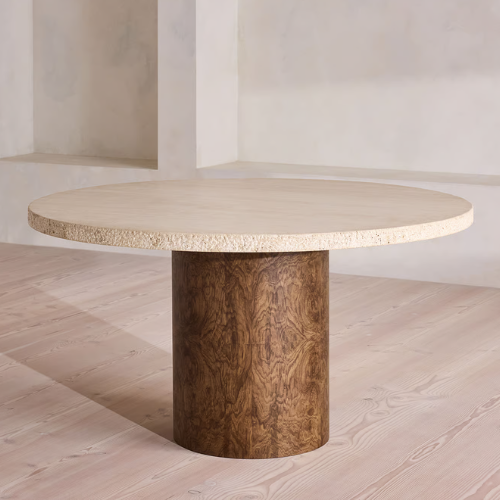 Ramsey Dining Table, Round, Travertine