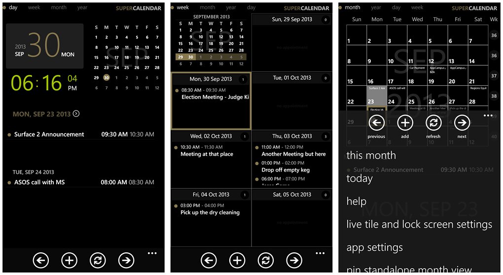 Super Calendar Main Views