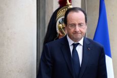 French President Francois Hollande looks on after meeting with Abu Dhabi Crown Prince, a week before a major peace conference opens on Syria, at the Elysee palace in Paris on January 16, 2014