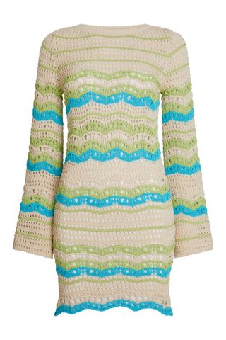 Nobody's Child Chevron Mock-Crochet Knitted Long Sleeve Mini Dress
