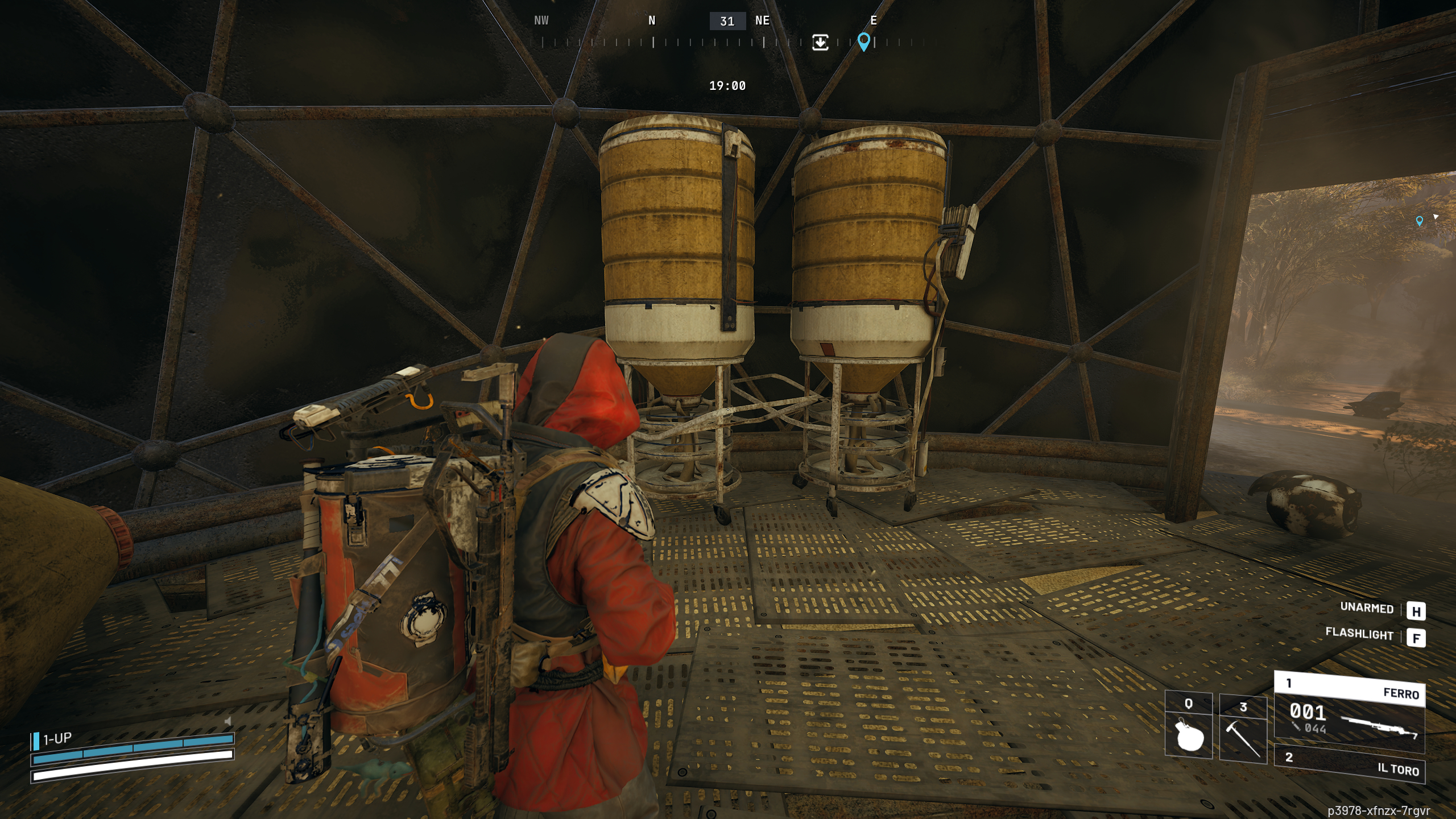 Arc Raides Moss location: A player looking at two planters inside the Hydroponic Dome Complex on Dam Battlegrounds.