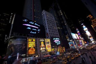 New York Times Square billboards at night