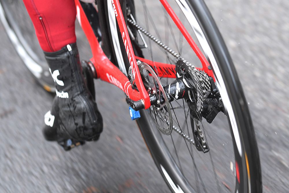 Discs in the peloton on this Katusha rider's bike.