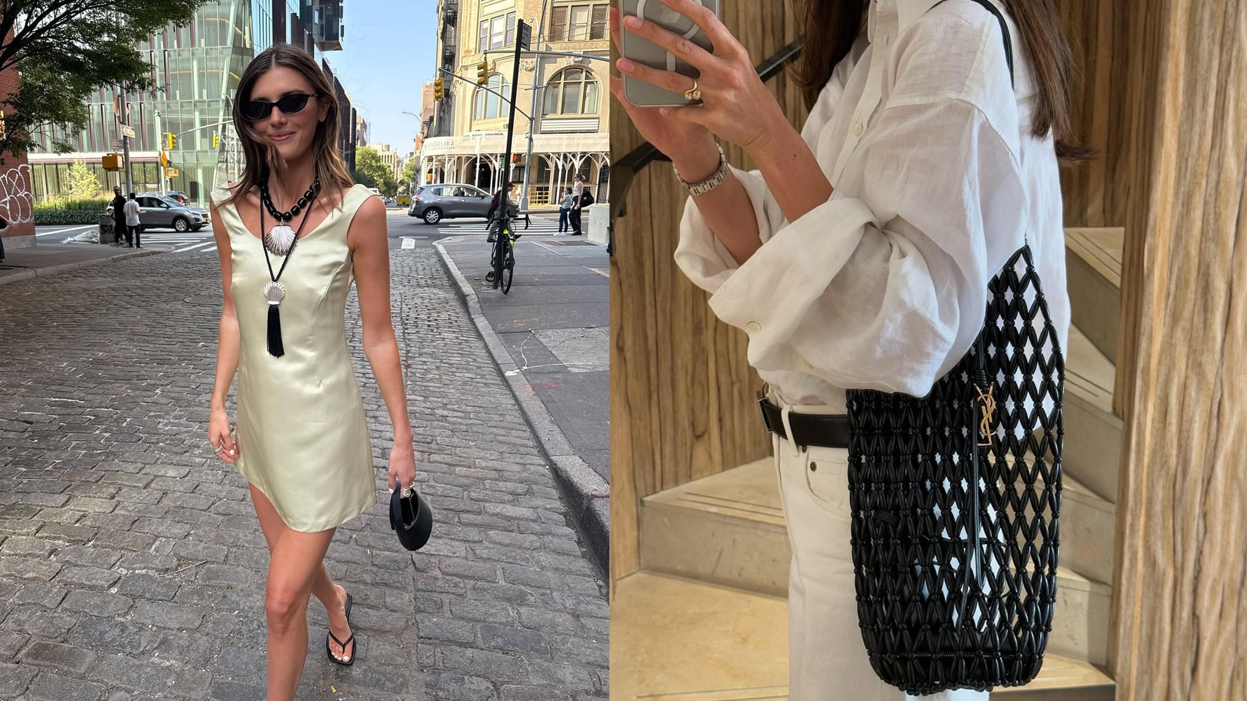 Collage of women wearing summer outfits.