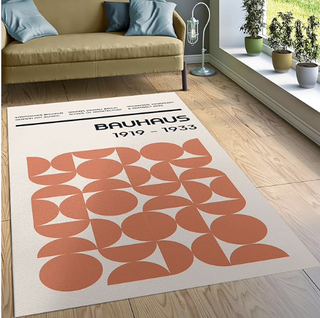 Bauhaus exhibition poster rug in mid-century pop art style from Amazon.