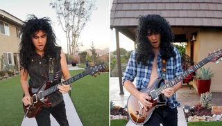 "Kirk Hammett" (left) and "Marty Friedman" face off in a guitar battle for the ages