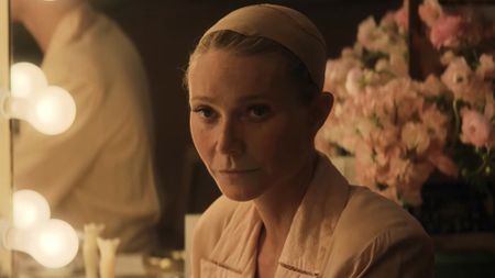 Paltrow wearing a wig cap in Marty Supreme