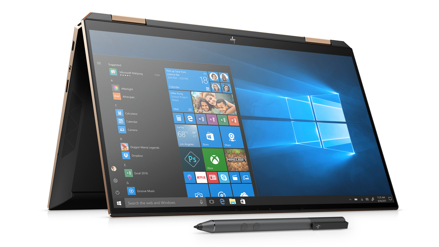 HP Spectre x360 (2020) med penna.