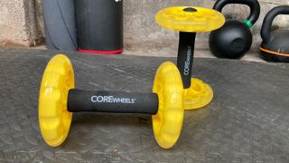 SKLZ Core Wheels being tested on metal gym floor