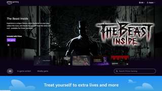 Part of the home screen of Amazon Prime Gaming, showing a game called The Beast Inside.