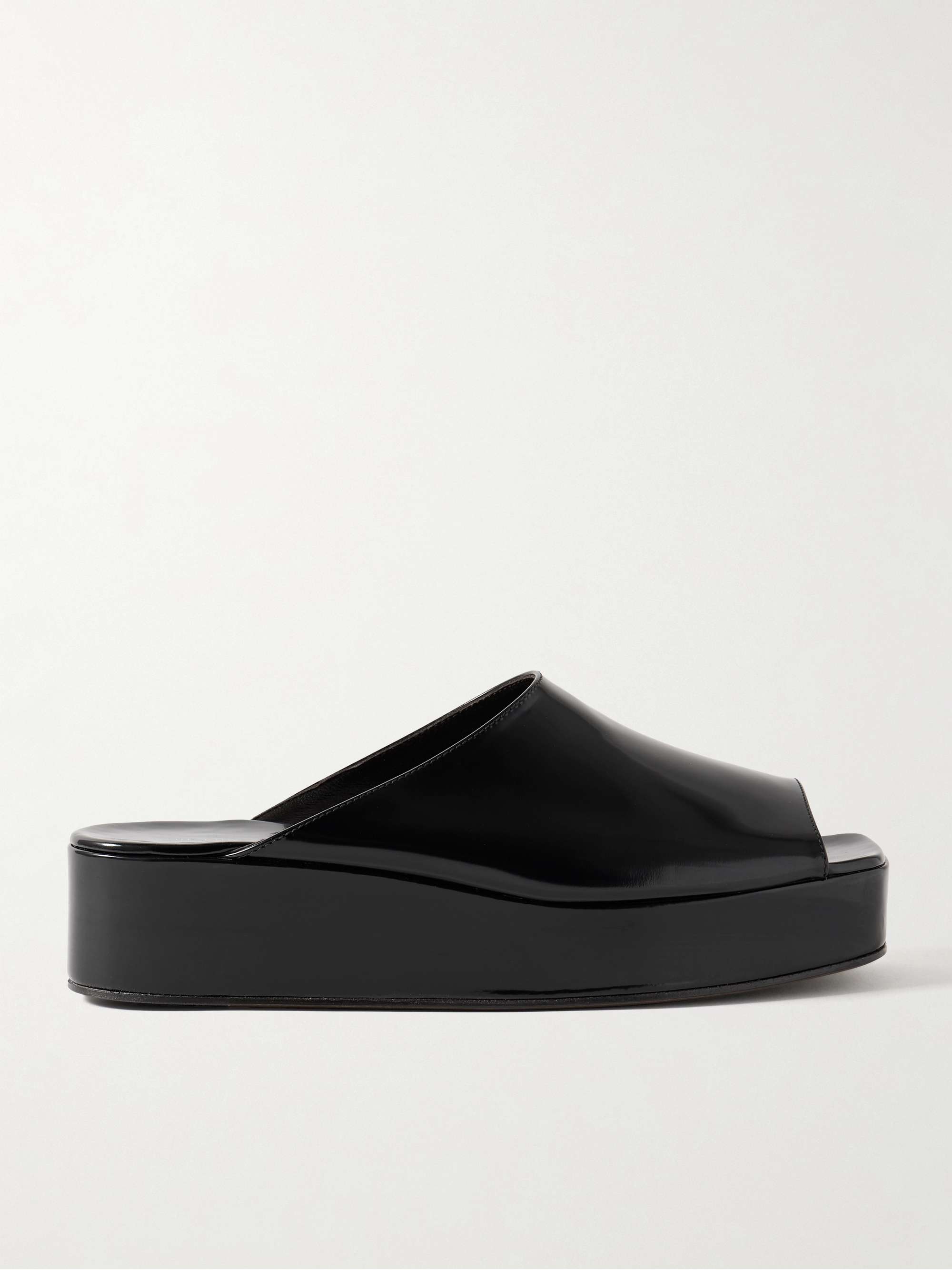 Emi Glossed-Leather Platform Slides