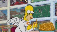 Angel Homer eating in heaven on The Simpsons