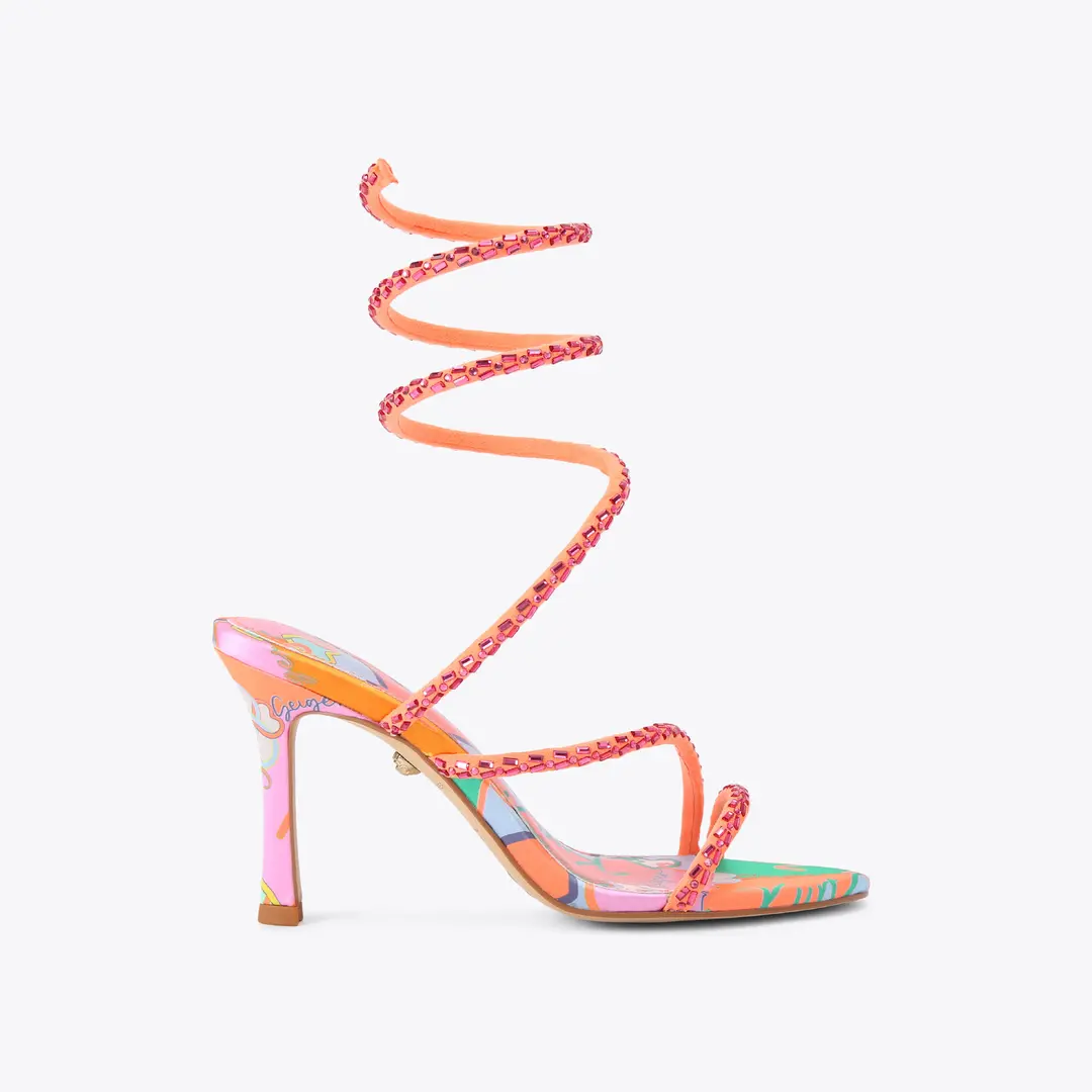 Kurt Geiger, Spiral Asymmetrical Heel in Pink Combination