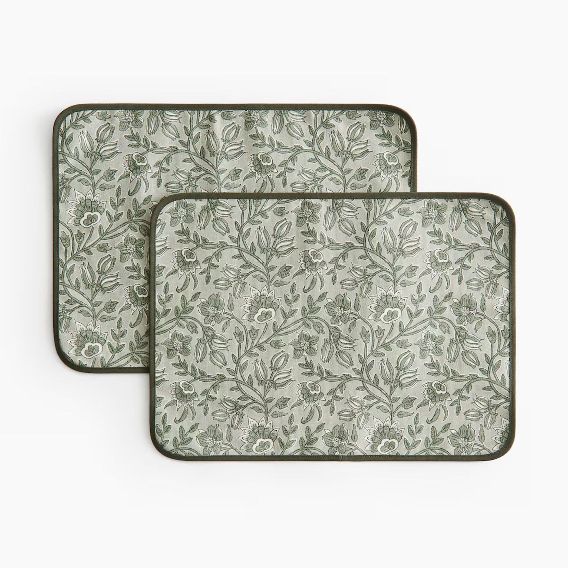 Floral green placemats