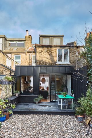 Lily Pickard house: rear extension with black wooden cladding