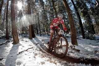 Riders had to tackle snow at the Collegiate Mountain Bike National Championships after an early season snowstorm covered the course.