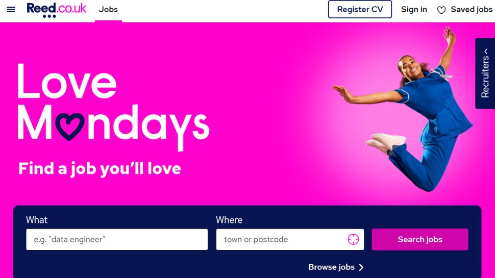 Reed.co.uk website screenshot (December 2025).