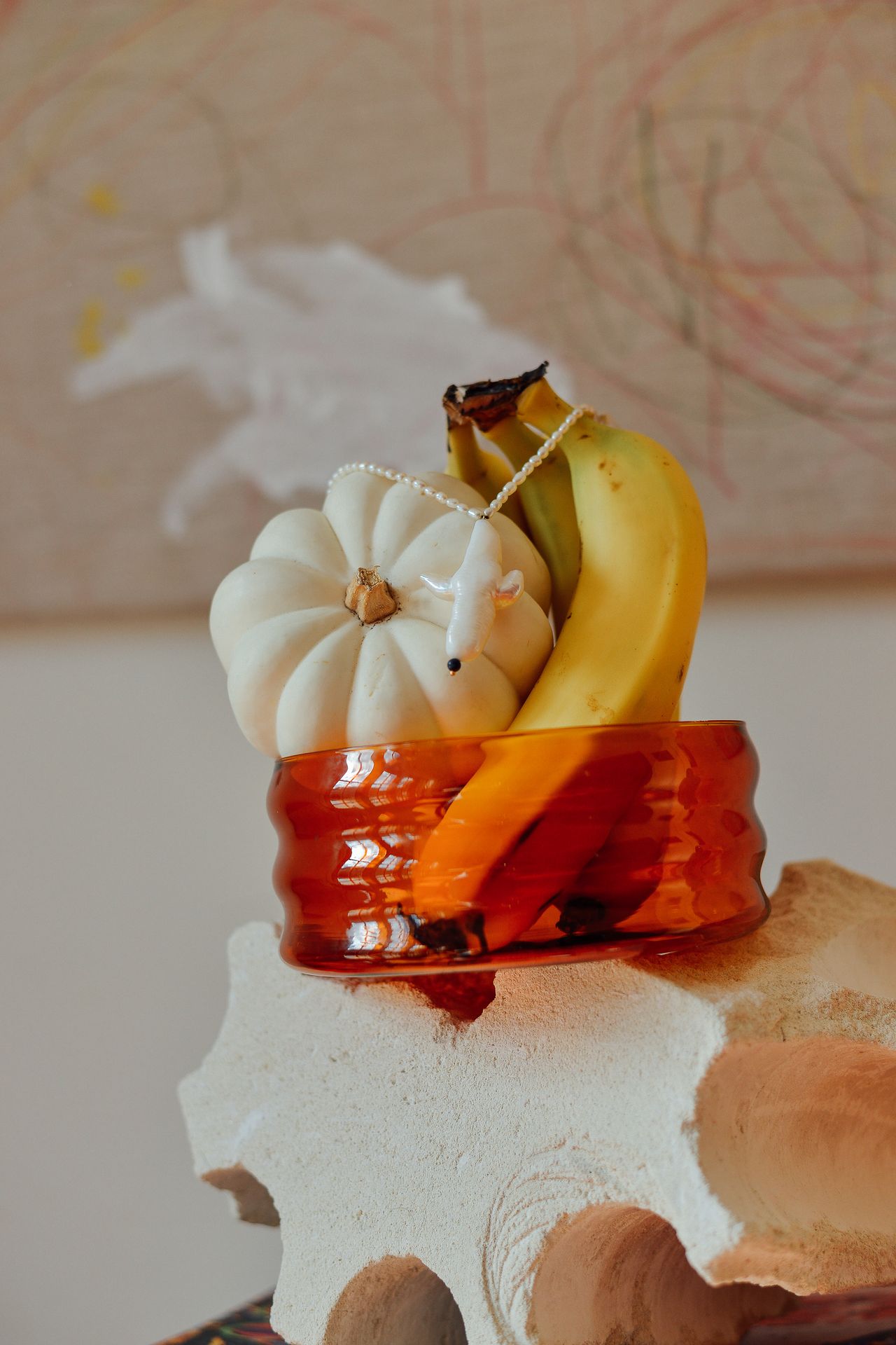 A series of colorful, abstract sculptures and murals.