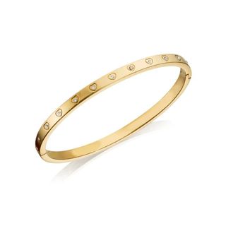 Crystal Heart Bangle (Gold)