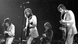 Ronnie Wood, Eric Clapton, Rich Grech and Pete Townshend onstage at The Rainbow