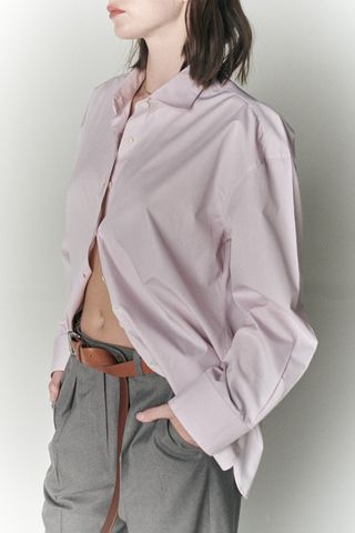 Oversized Shirt in Pink Twill